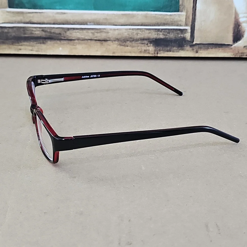 Jubilee J5785 Eyeglasses Frames Burgundy/Black Rectangular Full Rim 51-16-140